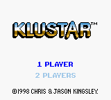 Klustar title screen for GameBoy Color